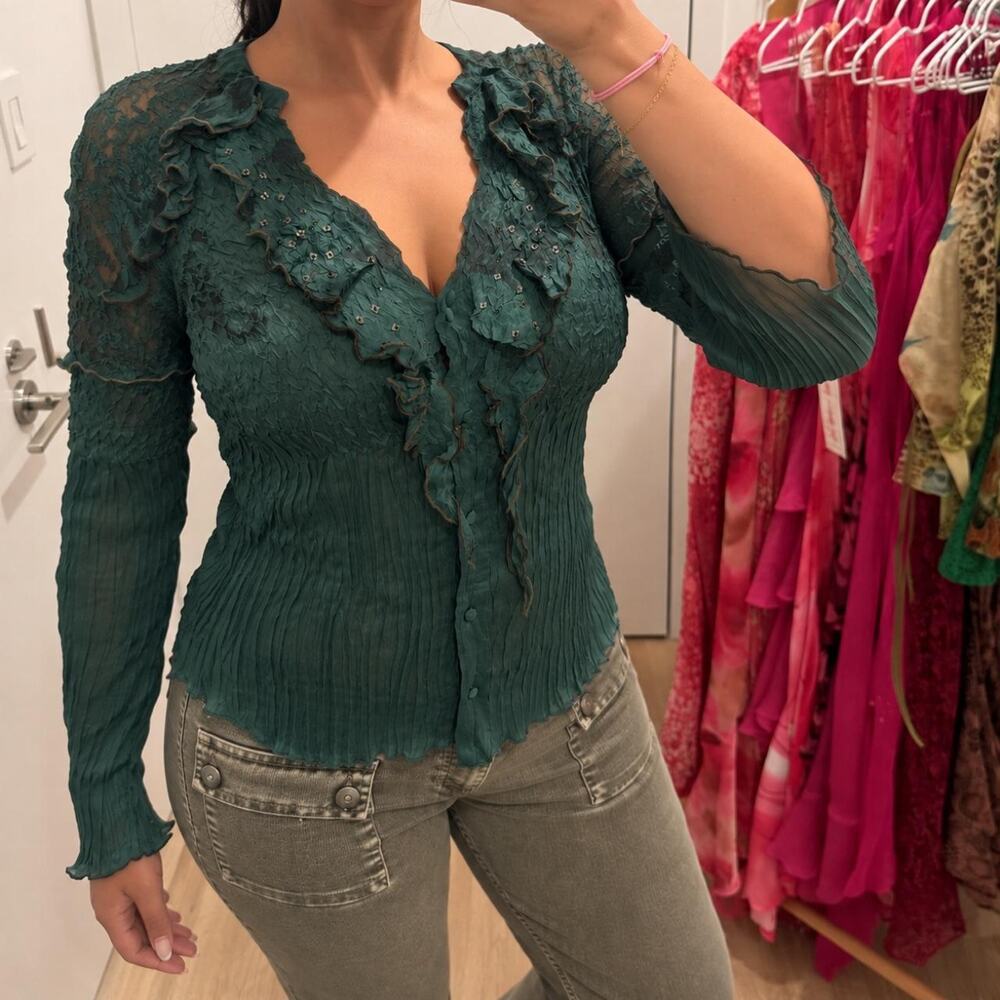 Vintage Alberto Makali Lace Ruffle Blouse